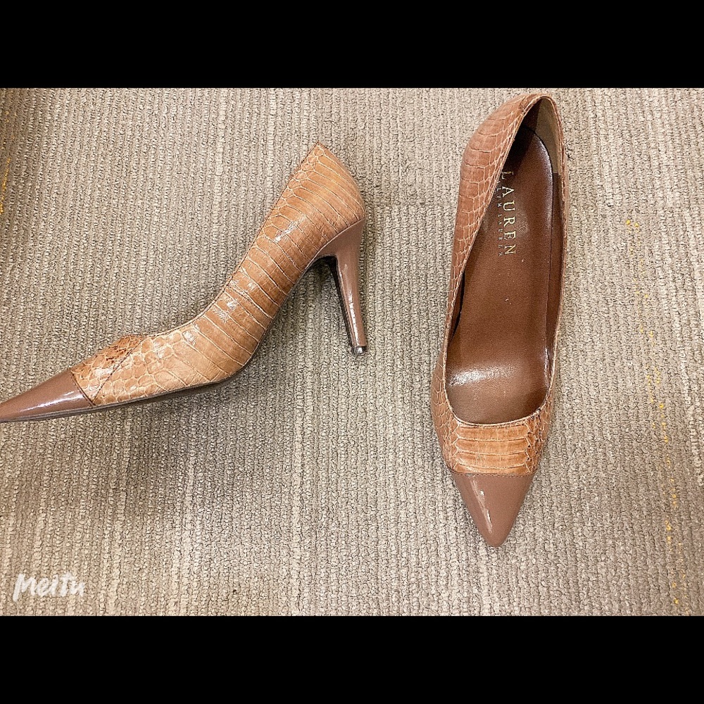 Ralph Lauren heels, mixed brown and camel, 6.5